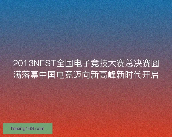 2013NEST全国电子竞技大赛总决赛圆满落幕中国电竞迈向新高峰新时代开启 2013NEST全国电子竞技大赛总决赛圆满落幕中国电竞迈向新高峰新时代开启