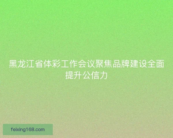 黑龙江省体彩工作会议聚焦品牌建设全面提升公信力
